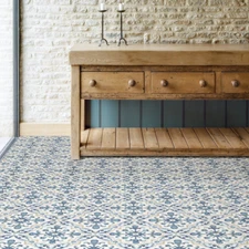 *NEW* Vinyl Blue Tuscan Peel & Stick Floor Tiles, Water-Resistant & washable