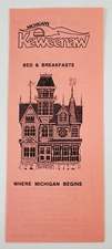 1996 Keweenaw Houghton Michigan MI Bed & Breakfast Inns Vintage Travel Brochure