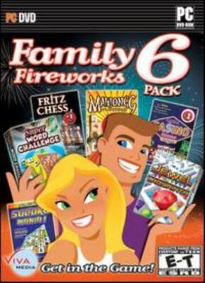 Family Fireworks 6 Pack PC CD Mahjongg, Jewel Labyrinth, Word Challenge! 6 games