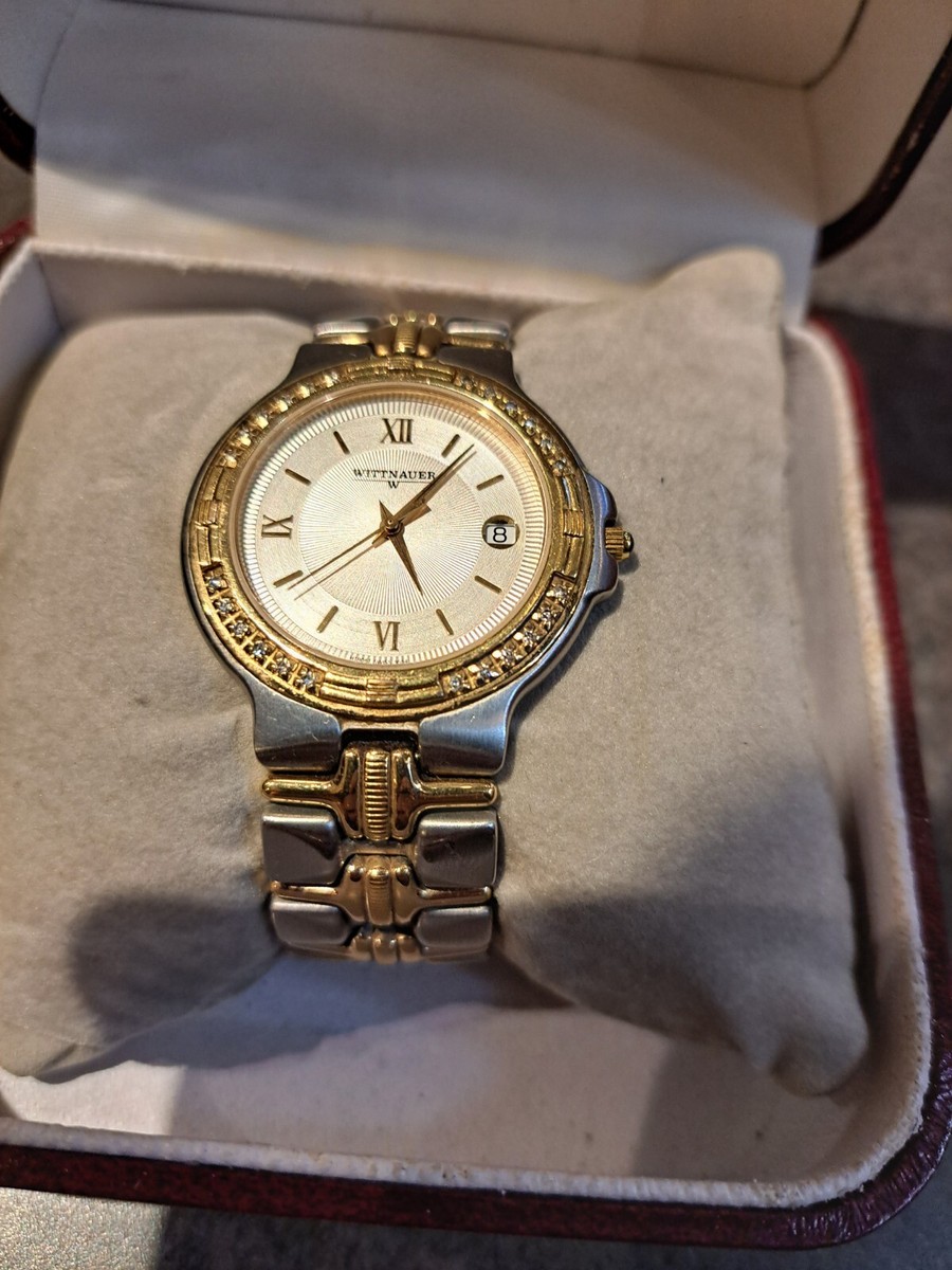 Vintage Wittnauer Two-Tone Mens Swiss Watch WITH REAL DIAMONDS! | eBay