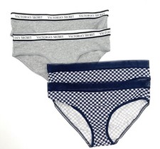 NWT Victoria  s Secret Cotton Hiphugger VS Logo Tagless Panties LOT OF 4-Size L