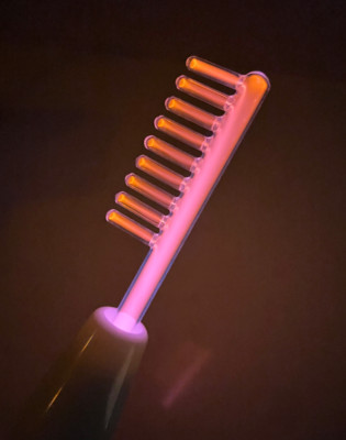 Neon Orange High Frequency Comb Electrode with Coil