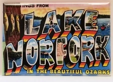 Greetings From Lake Norfork MAGNET 2"x3" Fridge Locker Vintage Card Reto