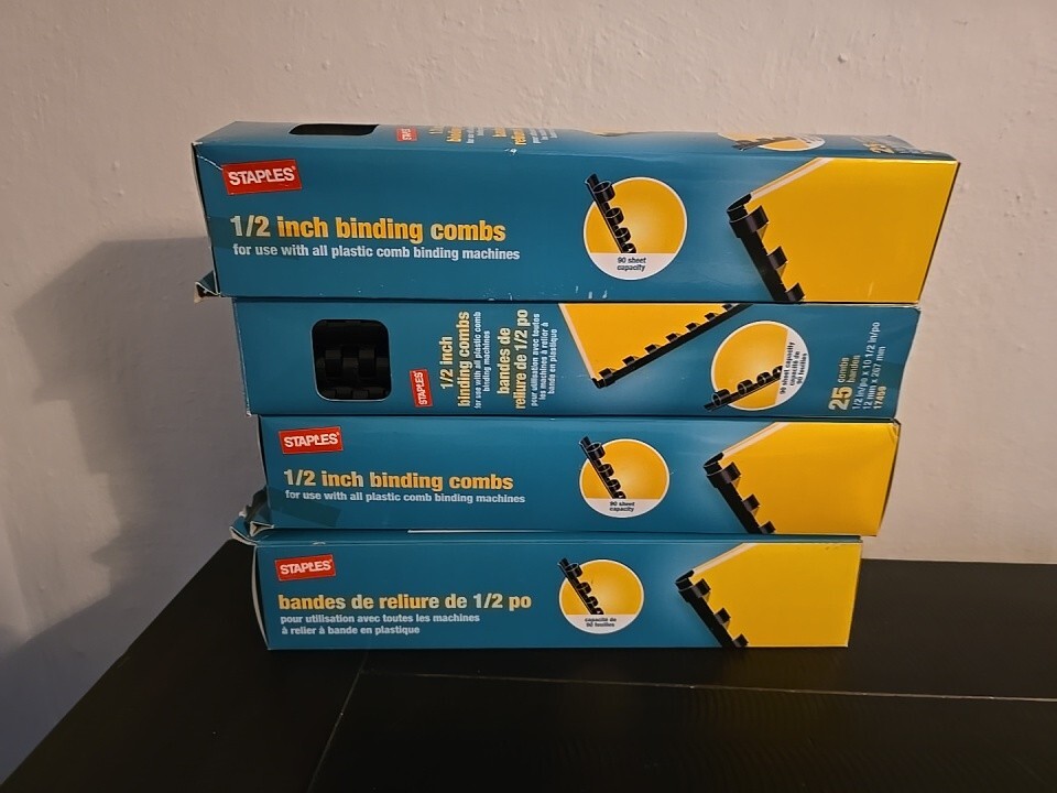 4 - Staples Comb Plastic Binding Spine, 1/2" Diameter, 90 Sheets, 25/Pack | eBay 4 - Staples Comb Plastic Binding Spine, 1/2" Diameter, 90 Sheets, 25/Pack | eBay