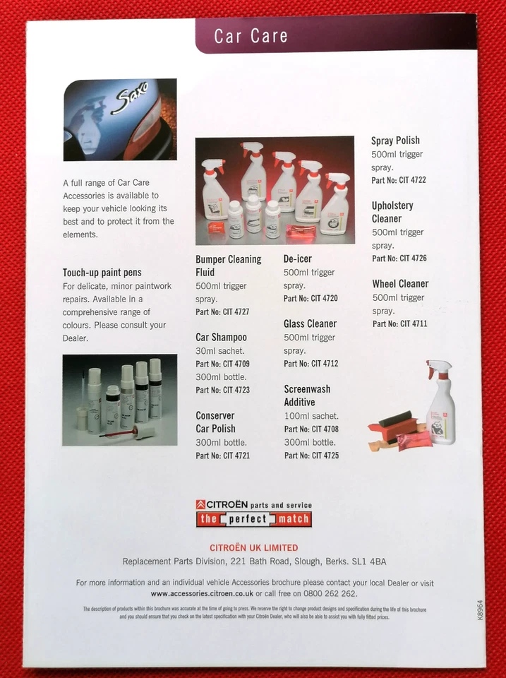 2001 CITROEN ACCESSORIES Sales Brochure - Alloy Wheels Styling Touring Security - Image 4 of 4