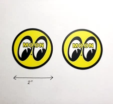 x2 Moon Eyes Stickers - 2 inch Round Rat Fink Hot Rod Old School Vintage Racing