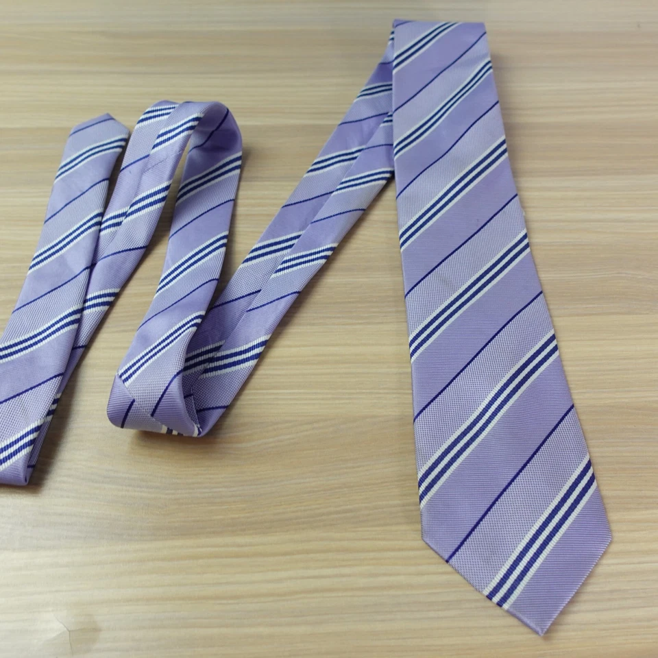 Corbata de cuello a rayas Repp para hombre púrpura regimiento Oxford orquídea SMITH SCOTT LONDRES Foto 3 de 4