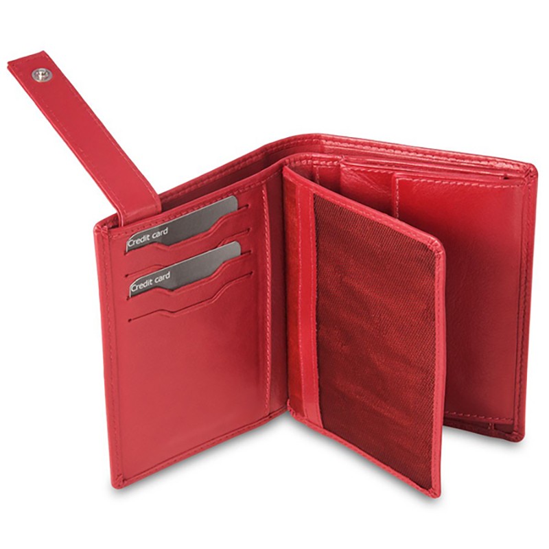 Cartera de cuero italiana grande para hombre vertical triple roja nueva Dudu