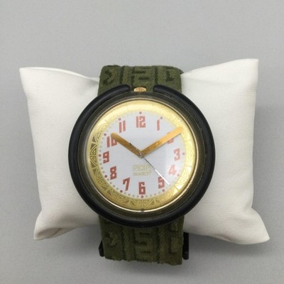 Vintage Swatch POP Mens Watch 46mm Melange Green Fabric Strap New