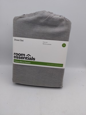 Room Essentials Sheet Set Full Cotton Blend Sateen Gray
