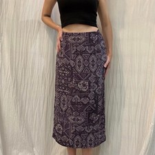 Silk Purple Paisley Midi Skirt Y2K Era Talbots Size 6/Small
