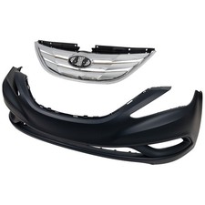 Grille Assembly Kit Chrome Includes Front Bumper For 2011-2013 Hyundai Sonata
