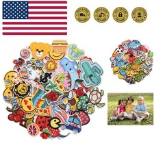 60pcs Random Assorted Styles Embroidered Patches, Bright Vivid Colors, Sew On...