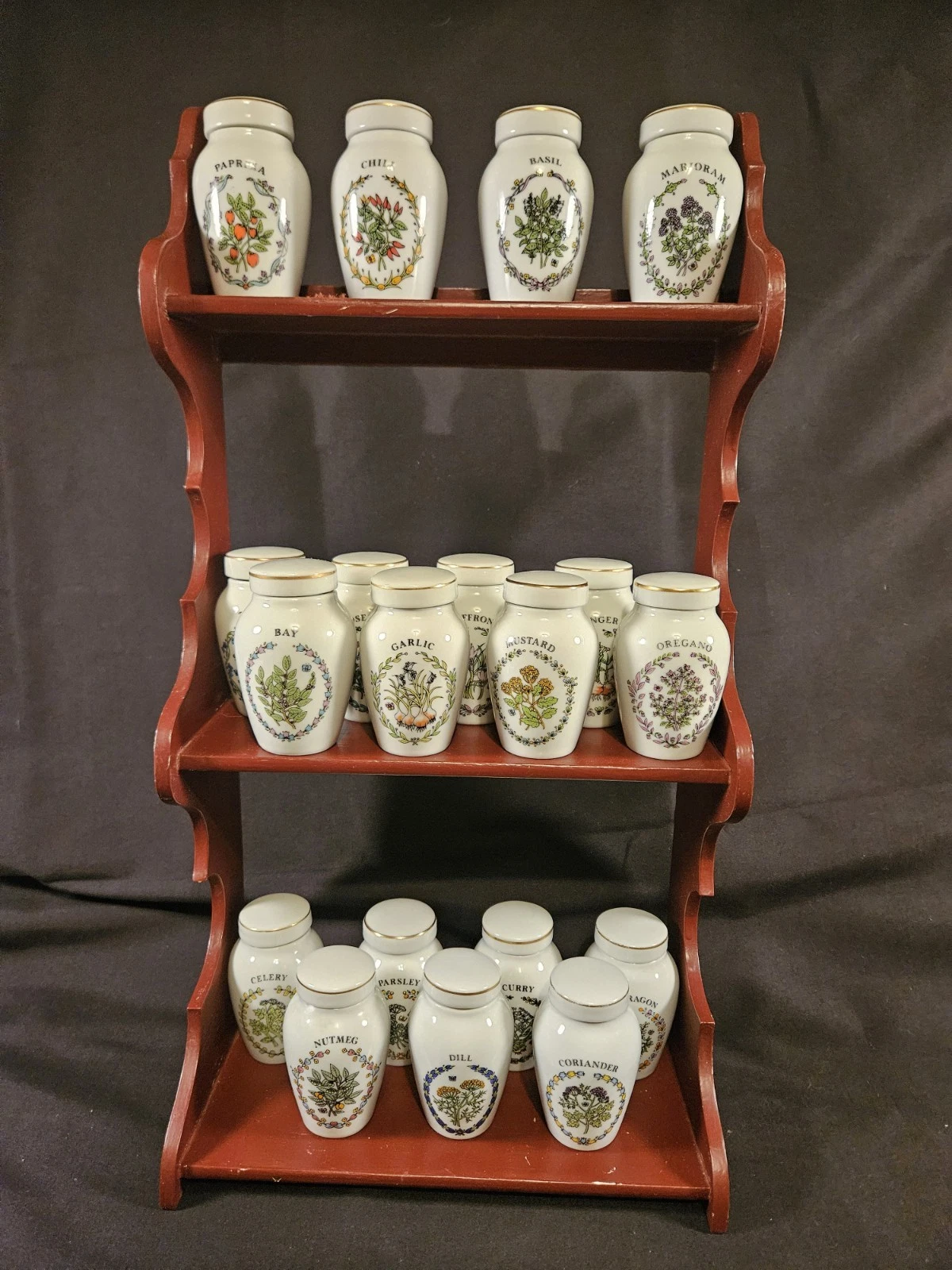 FRANKLIN MINT Gloria Vanderbilt Concepts Spice Jar Set 18 Jars 1985 (No Rack)
