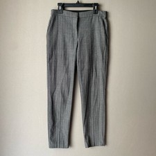 Zara Cotton Herringbone Academia Office Siren Tapered Ankle Pants Small Gray