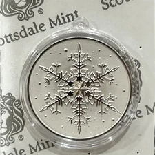 1 oz 9999 Silver Scottsdale Snowflake Christmas Ornament✅ PROOF-LIKE Mint Sealed