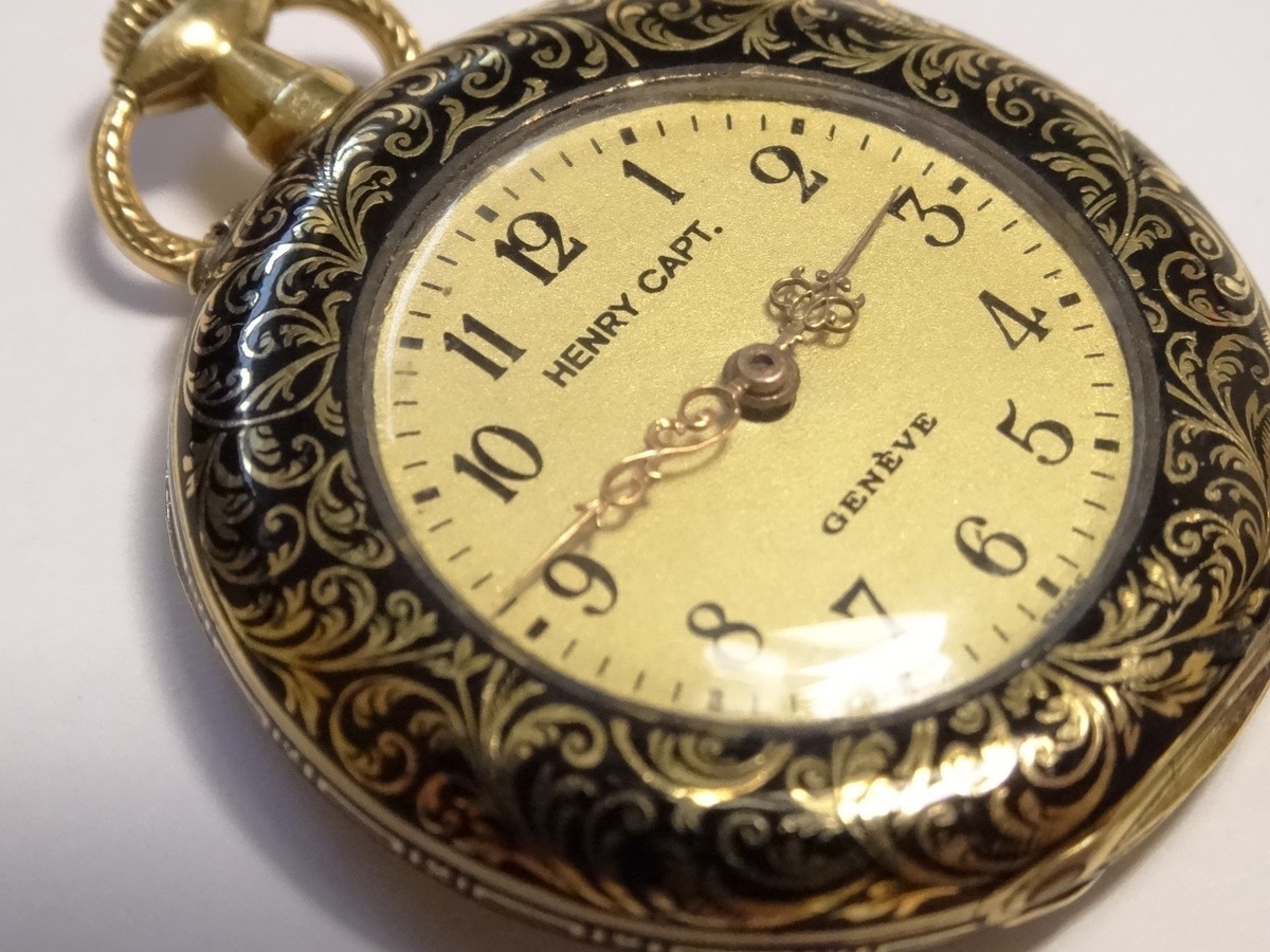 1880 Henry Capt 18K Gold 30mm Pendant Pocket Watch Covered in