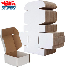 4X4X2 Shipping Boxes Set of 100, White Small Corrugated Cardboard Box   