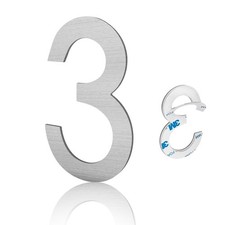 3 Inch Modern House Numbers, Brushed silver Mailbox Number,Stainless Steel Ma...