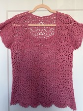 Handmade Pink Crochet Rayon Top Women s Size ...