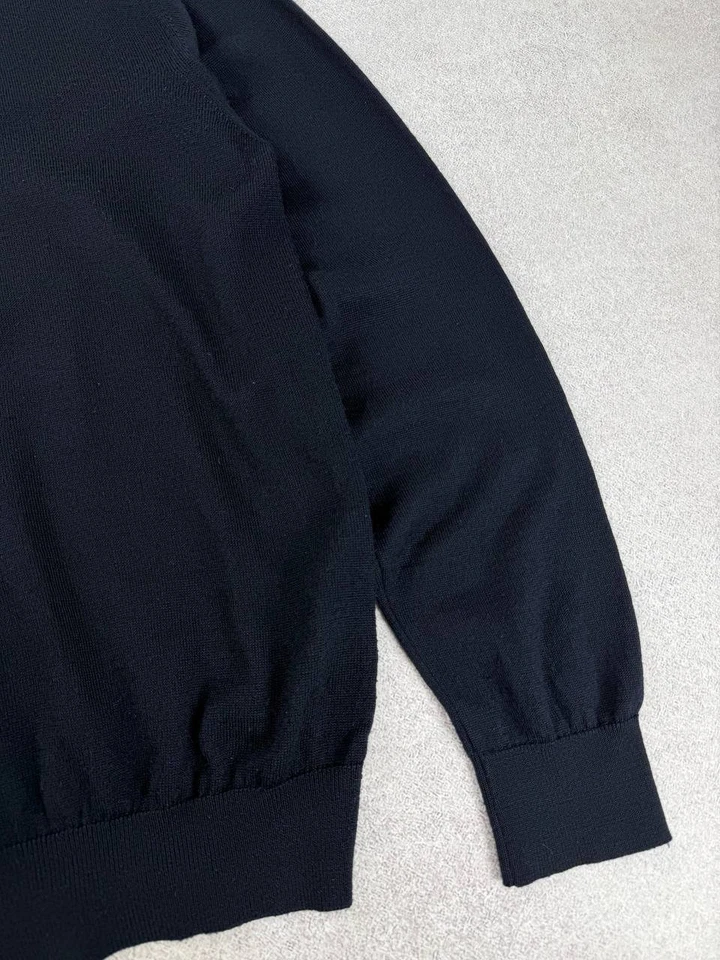 Montechiaro Wool Knit Sweater Navy Blue Men's Size 52 Duties Paid (USA) - Image 2 of 4