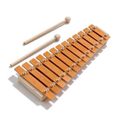 13 Note Glockenspiel Xylophone with Metal Keys and Wooden Base - Complete