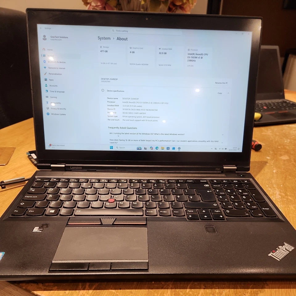 Lenovo ThinkPad P50 Gaming Laptop, XEON-E3-1505, 32GB RAM, 512GB, Quadro M2000 - Image 2 of 4