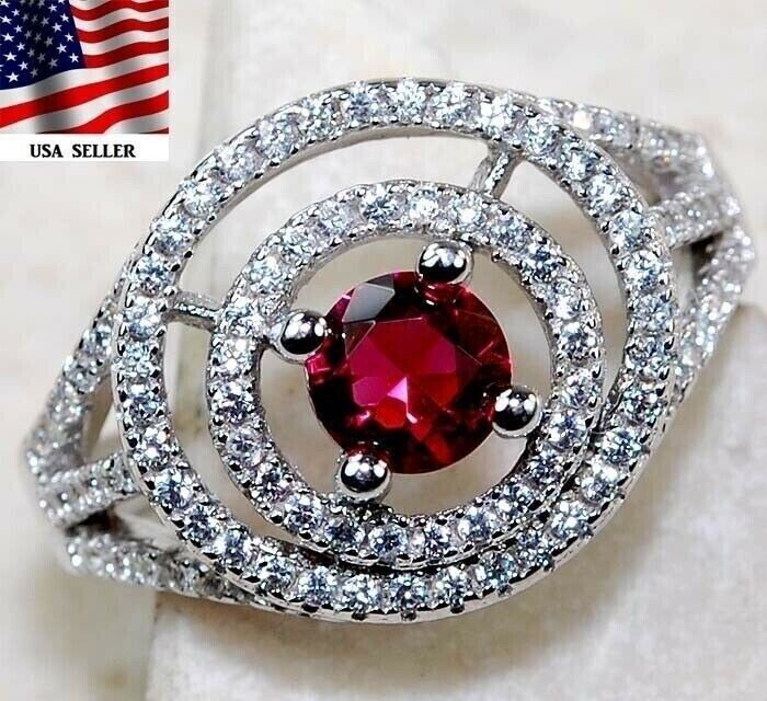 1CT Heat Treated Rubellite Tourmaline 925 Solid Sterling Silver Ring Sz 7 U4-7