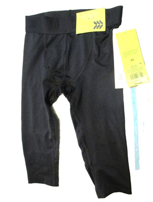NWT All In Motion Boys BLACK Athletic 3/4 Performance Tights-SZ XS-RET 16.00