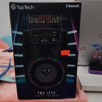 TopTech TWS JET3 Party Speaker Bluetooth USB AUX TF Card FM Light Display