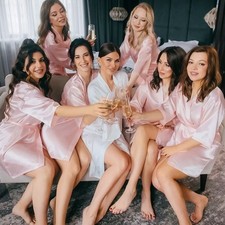 Bridesmaid Robes Wedding Bridal Party Robes Team Bride Robe Kimono Satin Pajama