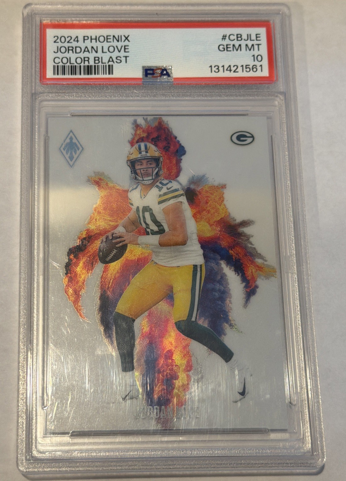 Jordan Love #CB-JLE (Football Cards 2024 Panini Phoenix Color Blast) — is it worth grading?