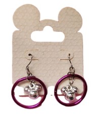 Disney Mickey Mouse Earrings Pierced Purple Hoops Theme Parks NEW