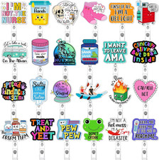 Feifeiya 24 Pcs Funny Badge Reel Nurse Cute Retractable Name ID Clip Badge Holde