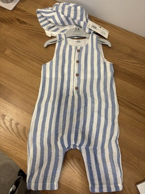 Brandneu mit Etikett - Jungen Marks & Spencer Latzhose & Mütze Set. Alter 3-6 Monate 