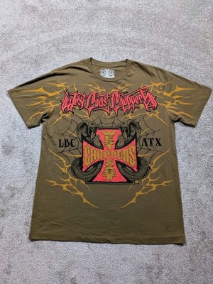 West Coast Choppers Jesse James Graphic T-Shirt Motorcycle Cross Snake Sz Large