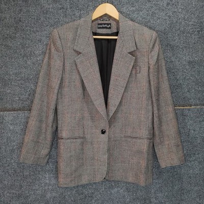 Giorgio Sant'Angelo Women's Glen Plaid Blazer Jacket Gray Red Size M Romania