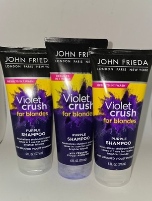 3 Pack John Frieda Violet Crush Purple Shampoo for Blondes Toning 6 oz Ea