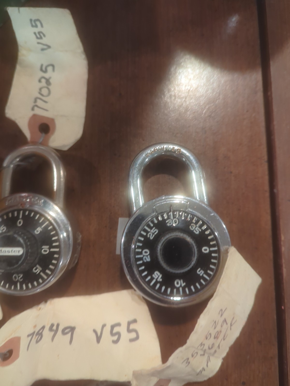 Set of 6 Vtg Master Lock Combination Padlock Black  Dial w/Code Work