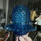 Blue Hobnail Glass Fenton Fairy Lamp Decorative Candle Holder