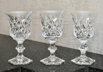 Three (3) Val Saint Lambert Metternich Fantaisie Cut Crystal Goblets