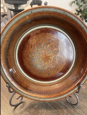 Rare Mid Century Pottery Bowl Glazed  9” Sweden Or Finland