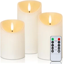 Flickering Flameless Candles, Realistic LED Candles with Remote and Timer, Textu