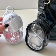 2Pcs Clear PVC Tech Organizer Bag-Portable Cable Charger  Earphone Storage Case