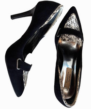 Simply Vera Wang Black Faux-Suede and Snakeskin Print Pointed-Toe Pumps Stiletto