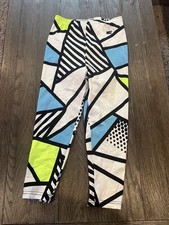 Mens Vintage 1980s Nike 3/4 Spandex Tights Compression Pants White Lined L