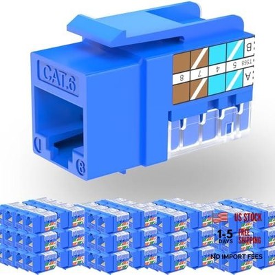 Rapink RJ45 Keystone Jack Cat6 10G Support, Cat6 Keystone Jacks 100 Pack Blue