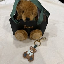 Harrods Canterbury Teddy Bear Mohair Plush W/ Bag Harrods Bear Key Charm
