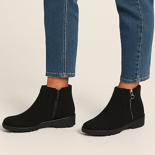 SAOLA Stivaletti JSport by Jambu Jenna neri donna 11M zip laterale comodi suola a strappo