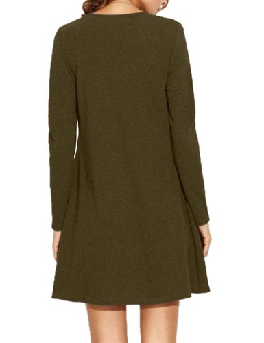 Women Long Sleeve Shirt Short Dress Casual Flared Swing Skater Mini Dress Spring - Picture 23 of 30